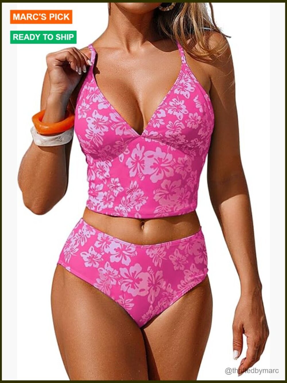 Floral Tankini Set High Waisted Modest Full Coverage Two Piece Swimwear
